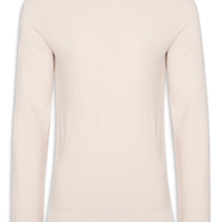 Suéter Tricot Masculino Gola Redonda Det Ombro - Off White