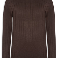Suéter Tricot Masculino Com Textura - Marrom