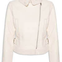 Jaqueta Feminina Biker Peluciada - Off White