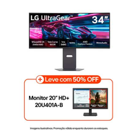 Monitor Gamer LG UltraGear Curvo 34G600A-B 34" QuadHD 2K, UltraWide 1800R, 160Hz, 1ms (MBR), AMD FreeSync Premium, HDR10, MaxxAudio - 34G600A-B