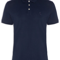 Polo Masculina Manga Curta Piquet Clássica - Azul