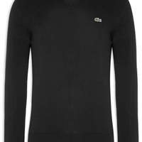 Suéter Masculino Básico Regular Fit Gola V Em Algodão - Preto