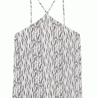 Blusa Regata Em Cetim De Viscose Go Animalier - Preto
