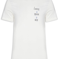 Camiseta Masculina Malha Estampa Coffee Trade Bar - Branco