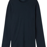 Blusa De Manga Comprida Em Algodão Quente - Azul