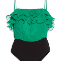 Body Plissado Flor - Verde