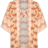 Kimono Feminino Com Top Linho Estampa Luz Mix - Marrom