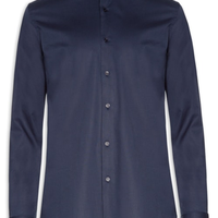 Camisa Masculina Slim Fit Tricoline Stretch - Azul