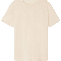 Blusa De Manga Curta Em Linho - Bege