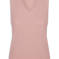 Blusa Feminina Tricot Decote V Sem Manga - Rosa