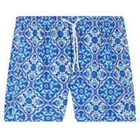 Bermuda De Banho Com Estampa De Azulejos - Azul