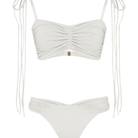 Calcinha biquíni midi com franzidos bio artemis off white