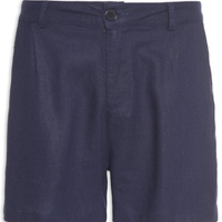 Short Masculino Fluid Linen Pleats - Azul