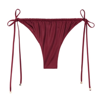 Calcinha De Biquíni Brasileira Com Amarração Shiny Satin - Bordô