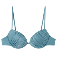 Parte De Cima De Biquíni Push-Up Shiny Satin - Azul