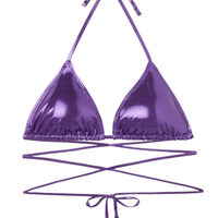 Parte De Cima De Biquíni Cortininha Metallic Skin - Roxo