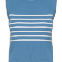 Regata Feminina Listrada Em Tricot - Azul
