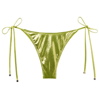 Calcinha De Biquíni Brasileira Com Laços Metallic Skin - Verde