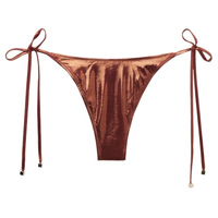Calcinha De Biquíni Brasileira Com Laços Metallic Skin - Marrom