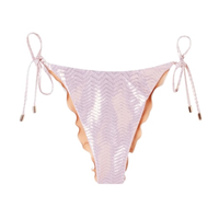 Calcinha De Biquíni Brasileira Com Amarração Metallic Skin - Rosa