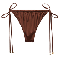 Calcinha De Biquíni Fio Dental Shiny Satin - Marrom