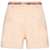 Short Feminino Básico Com Cinto - Bege