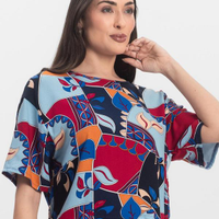 Blusa Feminina Estampada - Azul