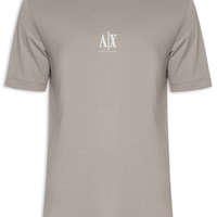 Camiseta Masculina Manga Curta Bordado Logo - Bege
