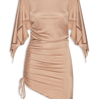 Blusa Feminina Ajustada Ao Corpo Com Franzidos - Bege