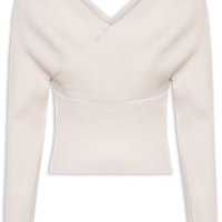 Blusa Feminina Transpassada Em Tricot - Bege