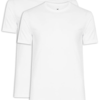 Kit Camiseta Masculina em Algodão 2 Peças - Branco