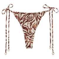 Calcinha De Biquíni Fio Dental Brown Zebra - Marrom