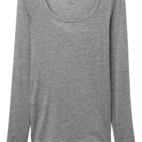 Blusa De Manga Comprida Em Cashmere Ultralight Com Decote Em u - Cinza