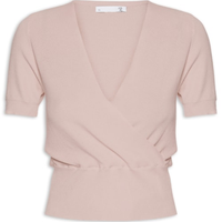 Blusa Feminina Transpassada Em Tricot - Bege