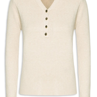 Suéter Feminino Tricot Texturizado Decote em V - Bege