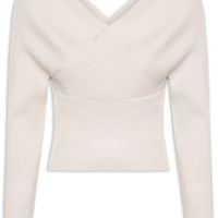 Blusa Feminina Transpassada Em Tricot - Bege