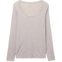 Blusa De Manga Comprida Em Cashmere Ultralight Com Decote Em u - Bege