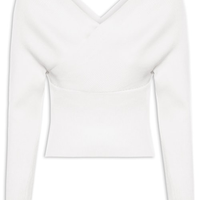Blusa Feminina Transpassada Em Tricot - Branco