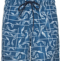 Short Masculino Beachwear Estampa Peixe - Azul