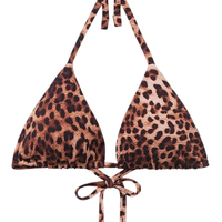 Parte De Cima De Biquíni Cortininha Classic Animal Print - Marrom