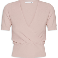 Blusa Feminina Transpassada Em Tricot - Bege