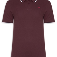 Polo Masculina Slim Fit Com Friso - Vermelho