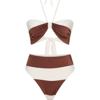 Top biquíni Strapless Marinière - Cappuccino