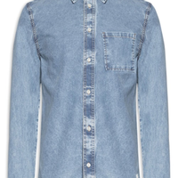 Camisa Masculina Jeans Azul