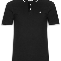 Polo Masculina Slim Fit Em Piquet De Algodão Orgânico - Preto