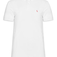 Polo Masculina Piquet Pica Pau Vermelho - Branco
