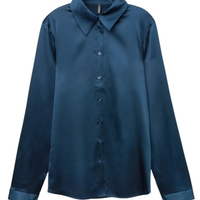 Camisa Em Seda - Azul