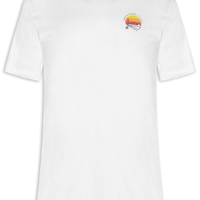 Camiseta Masculina Manga Curta Gola Careca Vintage Arpoador Patch - Branco