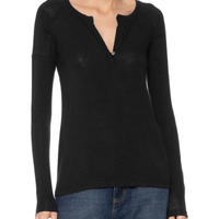 Blusa Feminina Raglan Desconstruída Básica - Preto
