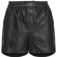 Short Feminino De Couro Box Vintage - Preto